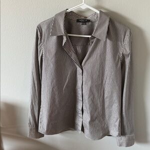 Lafayette 148 size 8 Striped shimmery women’s button down Shirt